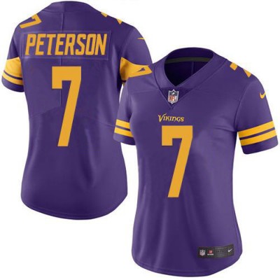 Nike Minnesota Vikings #7 Patrick Peterson Purple Women's Stitched NFL Limited Rush Jersey